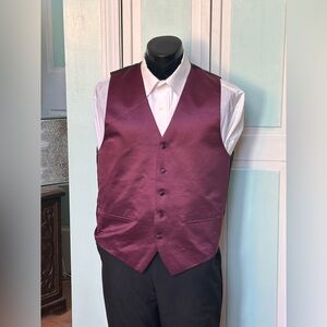 Wine Sangria Satin Closed Back Vest Wedding Prom Men’s M Medium Long Tall